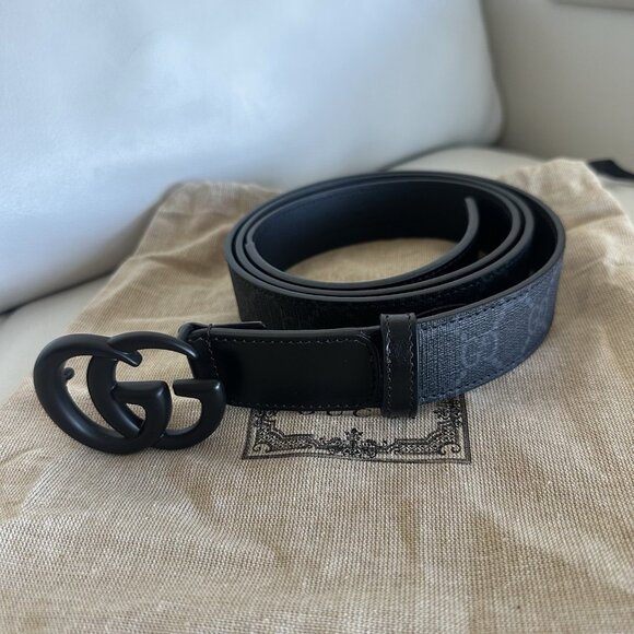 NEW Gucci Men's GG Supreme Buckle Belt in Black SZ 120 Cm 48 In - Picture 2 of 7